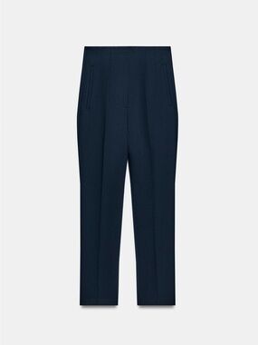 ZARA High-Waisted Slim-Fit Ankle Pants – Size L – Navy